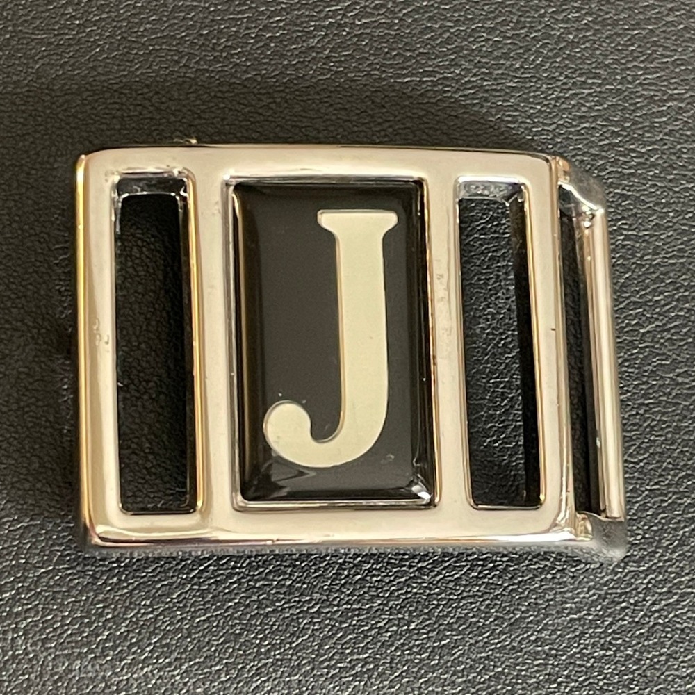 Vintageโ AVON Belt Buckle Initial J Silver Tone Black